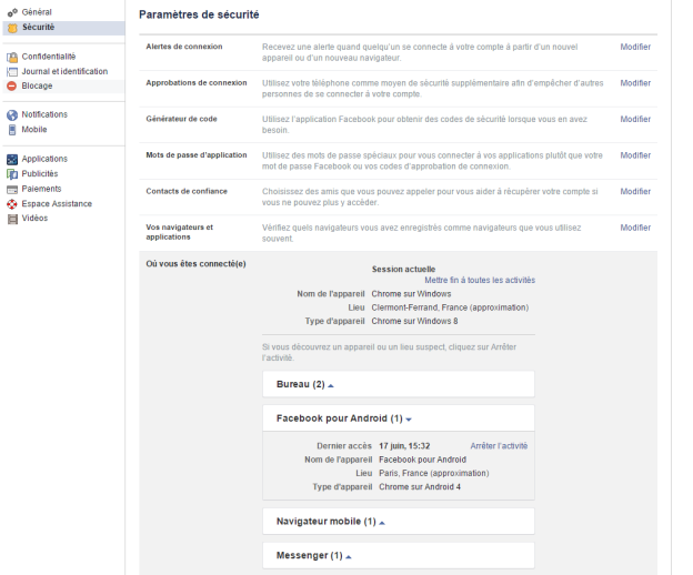log facebook connexion